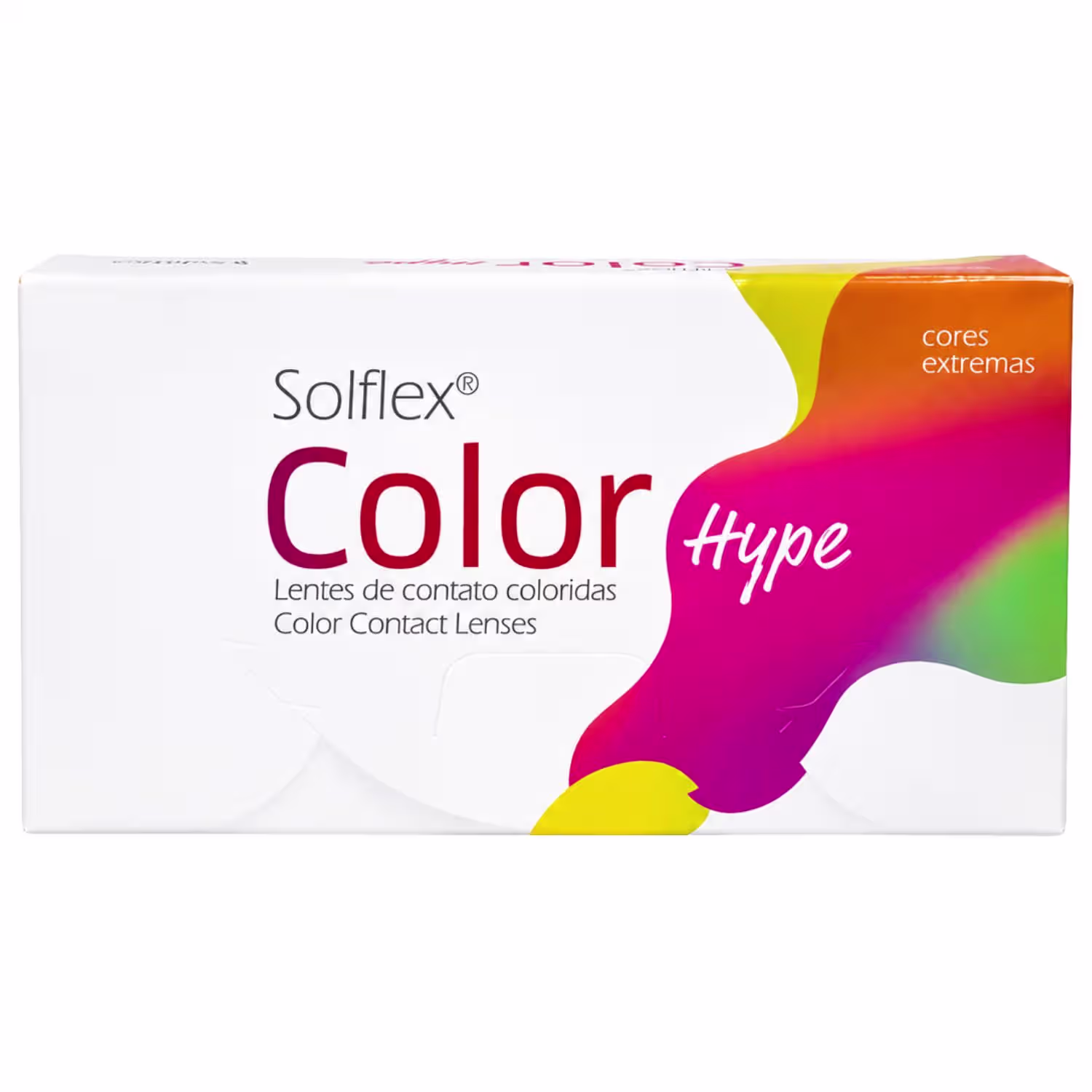 Caixa frontal das lentes de contato coloridas Solflex Color Hype sem grau